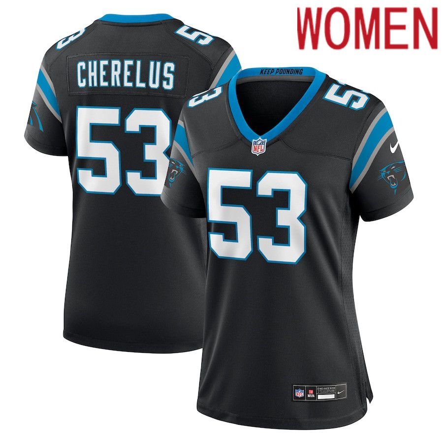 Women Carolina Panthers 53 Claudin Cherelus Nike Black Team Game NFL Jersey